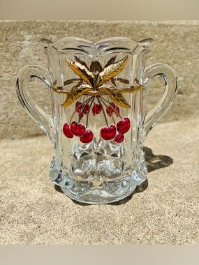 Mosser Glass “Cherry & Cable Thumbprint” Spooner / Celery Vase - GLOWS